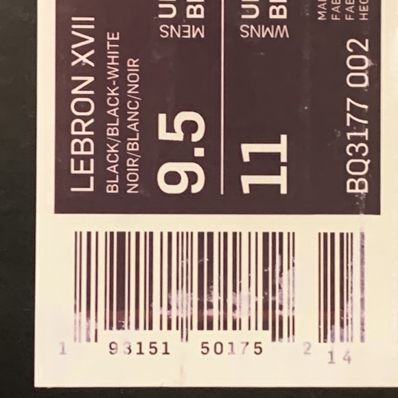 Nike LeBron XVII Oreo, Men's Size 9.5, BQ3177 002, NEW WITH BOX! - Picture 11 of 11